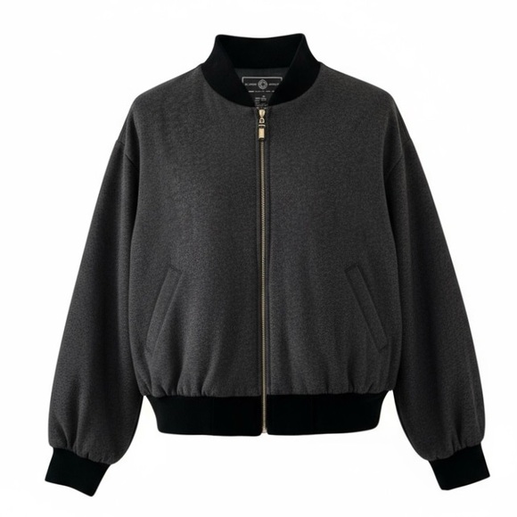 St. John Black Bomber Jacket with Velvet Trim Size 2 - Picture 1 of 9